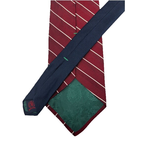 Tommy Hilfiger Men’s Silk Tie Burgundy Red White Diagonal Stripe  57"x 3.75" - Picture 6 of 6